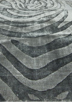 Abstract Animal Print Hand-Loomed Cut Pile "Zebra Drift" by Doris Leslie Blau
