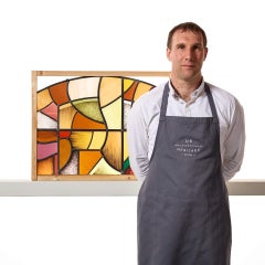 Abstract Arched Stained Glass Panel by Goddard & Gibbs