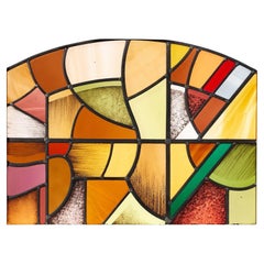 Abstract Arched Stained Glass Panel by Goddard & Gibbs