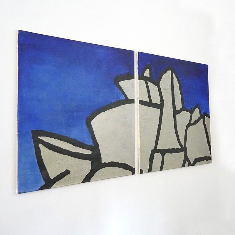Large Abstract Architectural Diptych by Richard Sladden For Sale 2