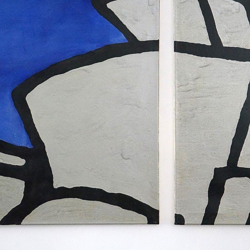 British Large Abstract Architectural Diptych by Richard Sladden For Sale