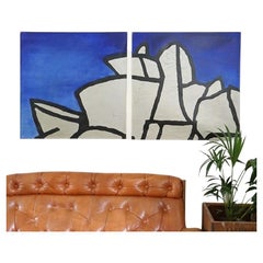 Abstract Architectural Diptych by Richard Sladden, Oil on Canvas Painting