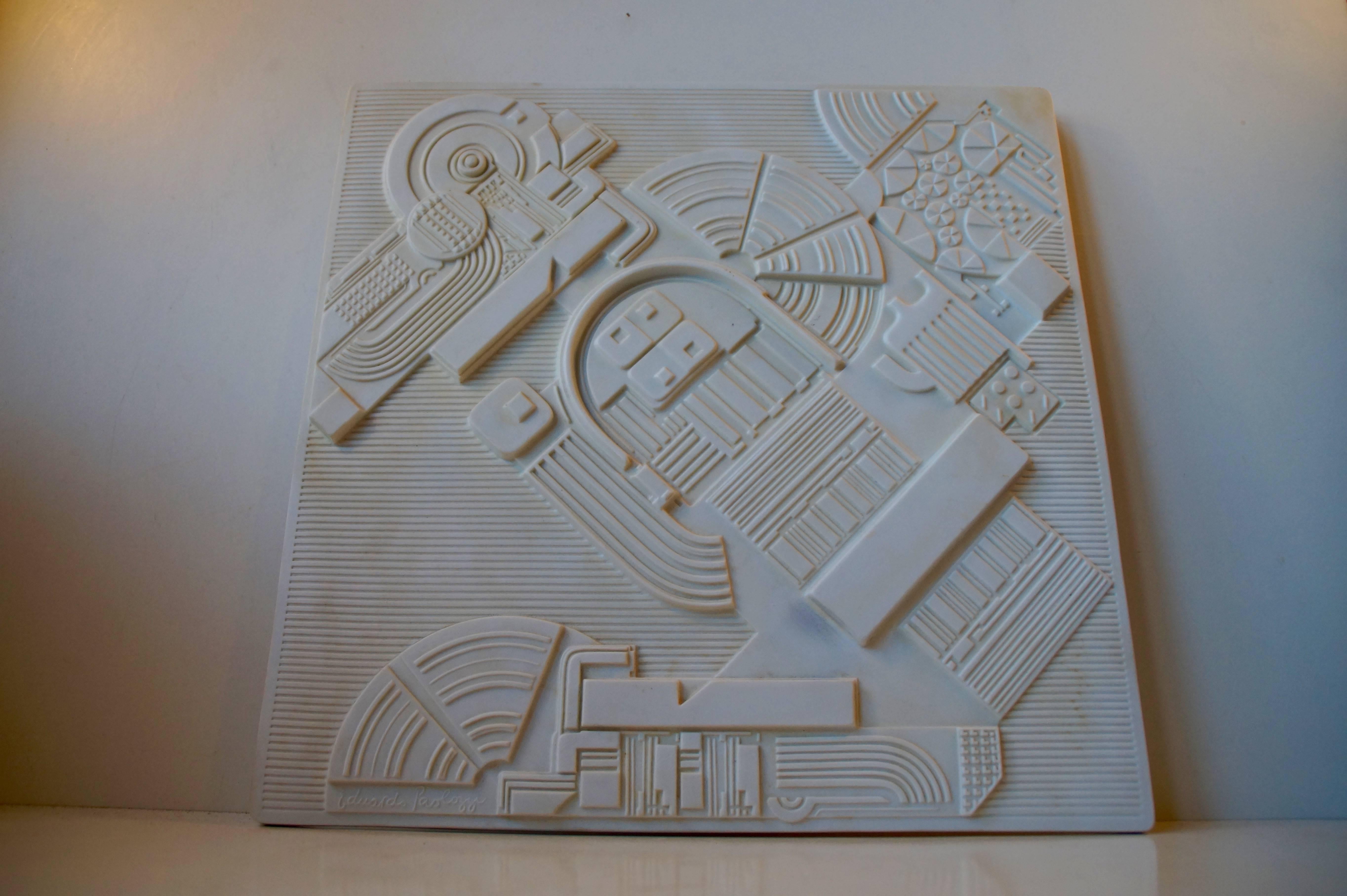 German Abstract Architectural Limited Bisque Wall Plaque by Eduardo Paolozzi, 1978