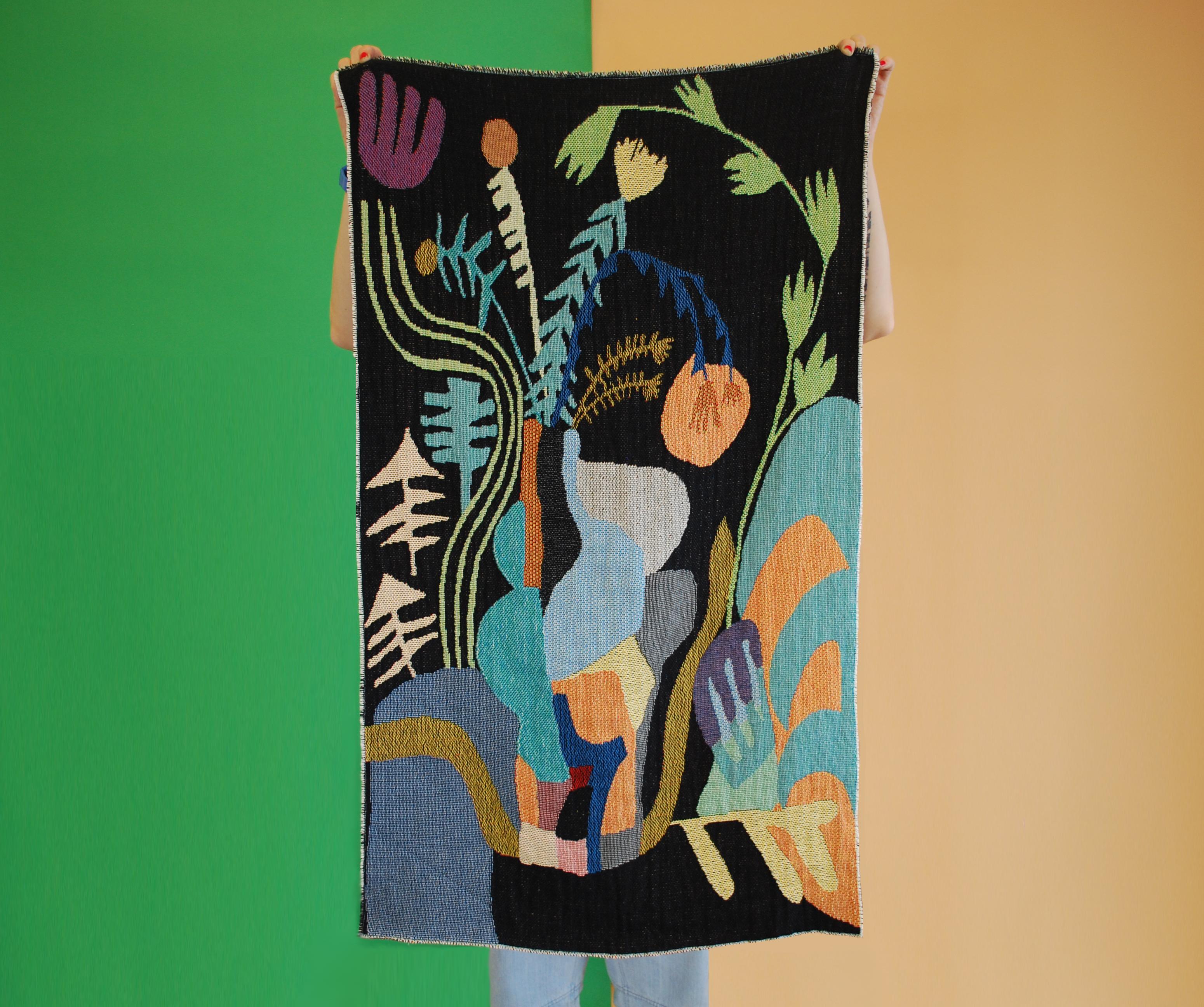 Abstract arrangement in vase tapestry is a one-of-a-kind woven art piece by Studio Herron. 100% cotton. Jacquard woven.

Measures: 25” x 40”

Ready to ship.


*Due to Covid and the small independent nature of our Studio all sales are final and No