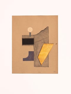 Abstract Art Bauhaus Collage & Engraving - "Stabile N.6" 40x50cm by Soizic MENUT