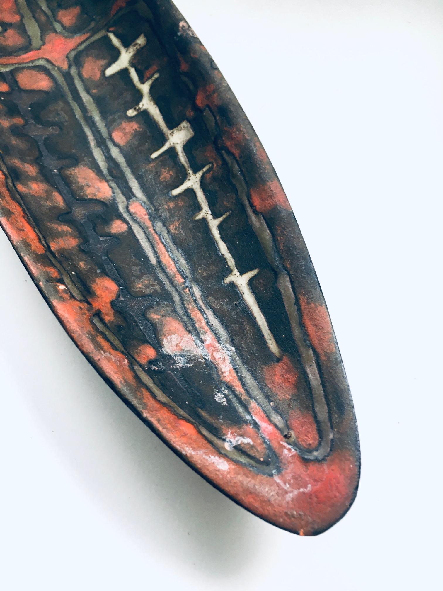 Abstract Art Ceramic Surfboard Bowl Dish by Perignem Studio, Belgium 1960's For Sale 4