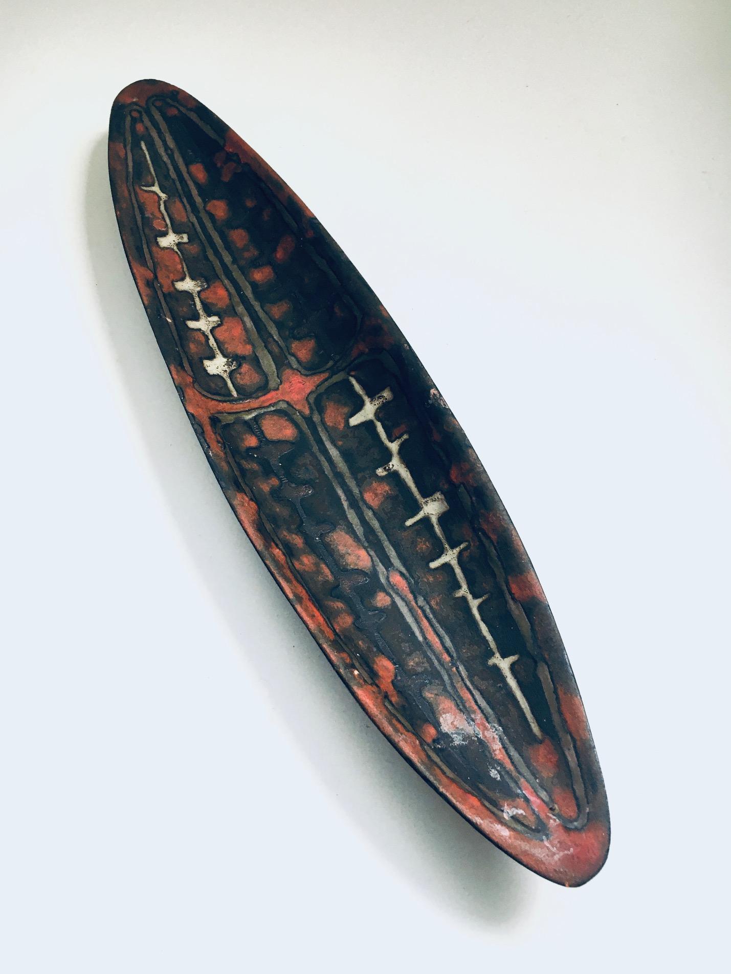Abstract Art Ceramic Surfboard Bowl Dish by Perignem Studio, Belgium 1960's For Sale 1