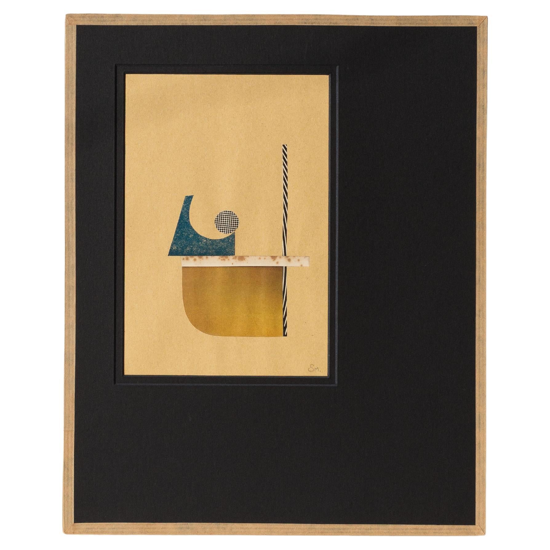 Abstract Art Collage - Painting Bauhaus Style - "Mobile N.10"  by Soizic MENUT For Sale