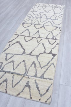 Abstract, Art Deco Inspired Steel on Winter White Tulu