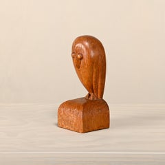 Abstract Art Deco Owl hand-carved in Oak, Dutch Amsterdam School 1930s