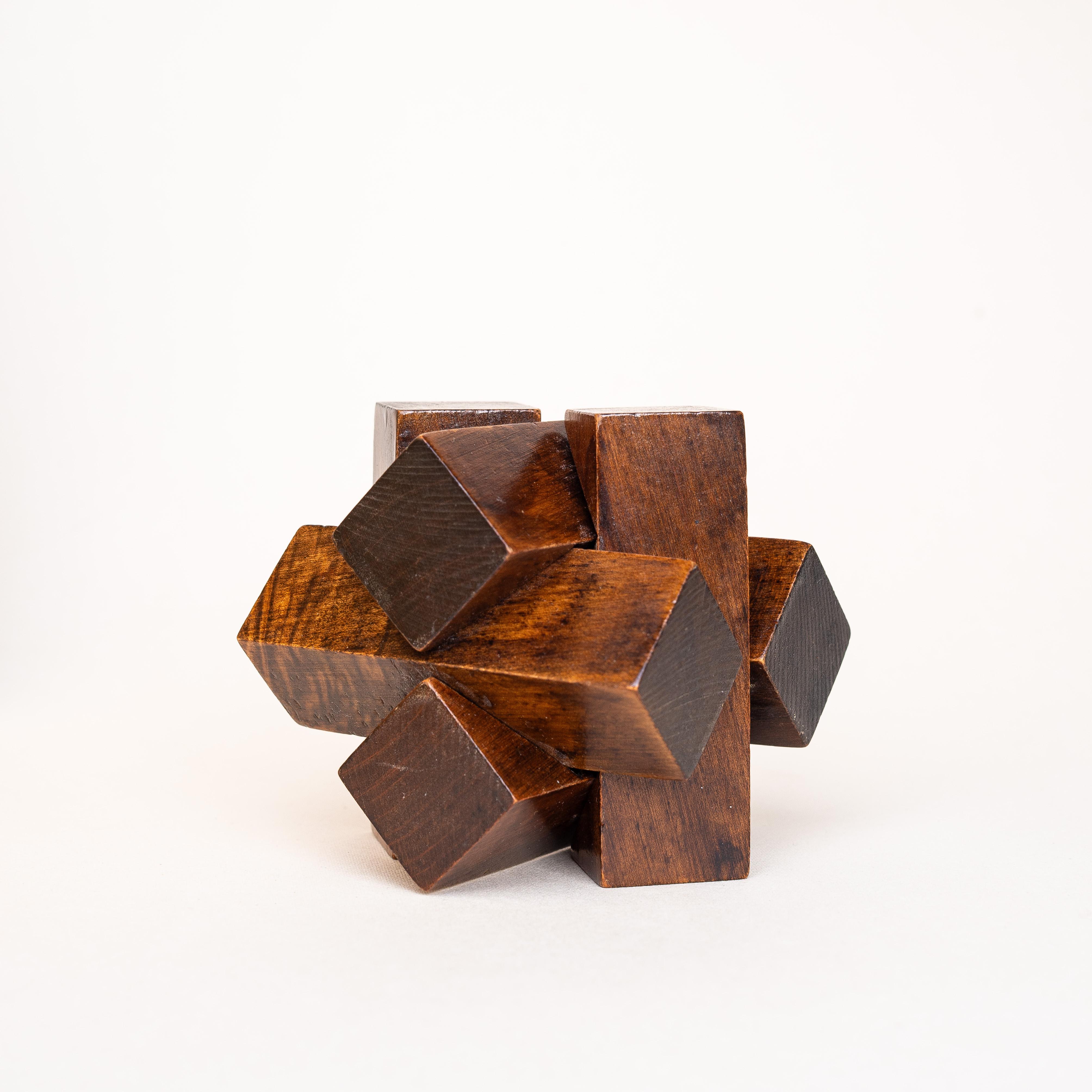 Escultura Abstracta Art Decó de Madera - Pisapapeles y Juego de Puzzle - Francia Años 40 Tallado en venta