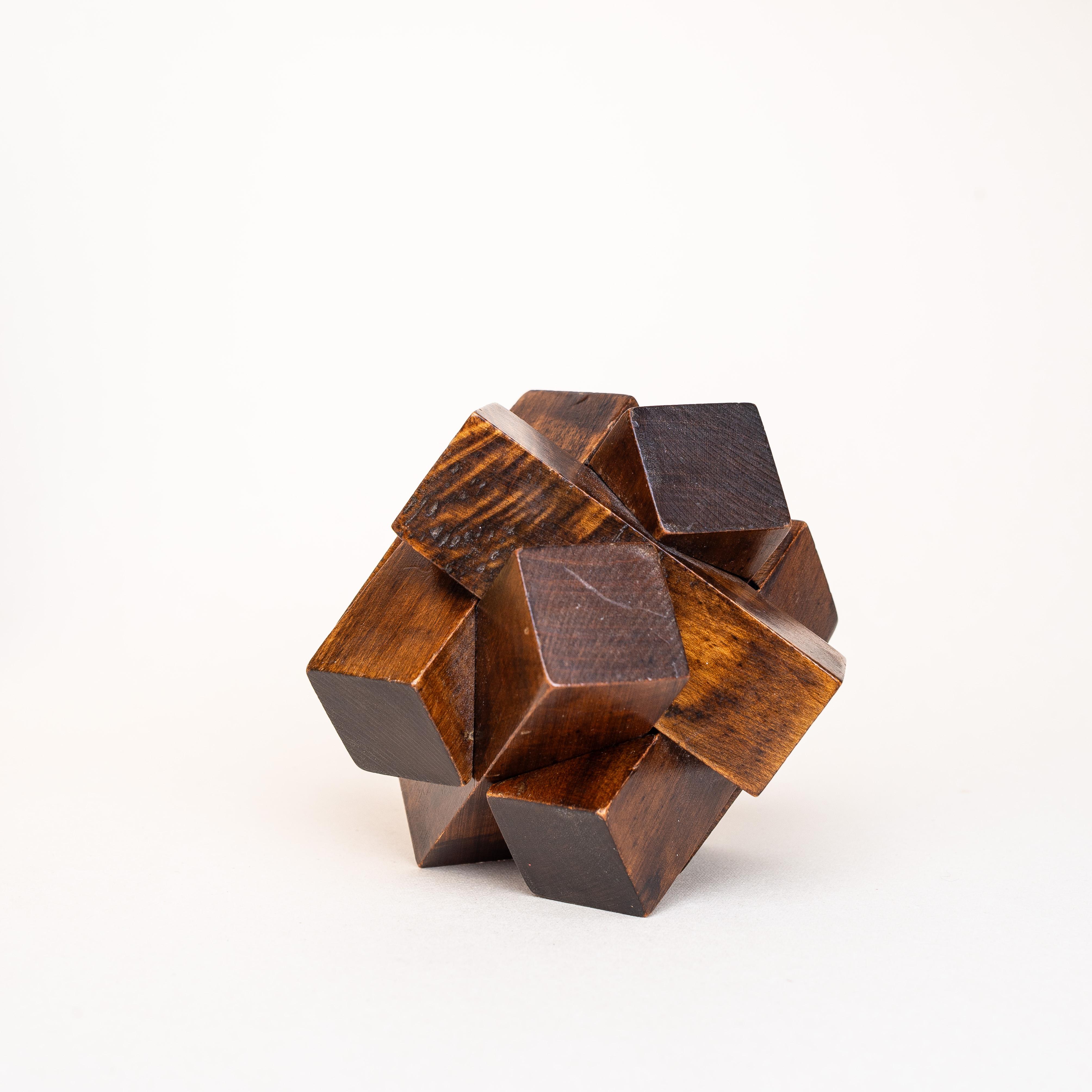 Escultura Abstracta Art Decó de Madera - Pisapapeles y Juego de Puzzle - Francia Años 40 en Bueno estado para la venta en ROUEN, Normandie