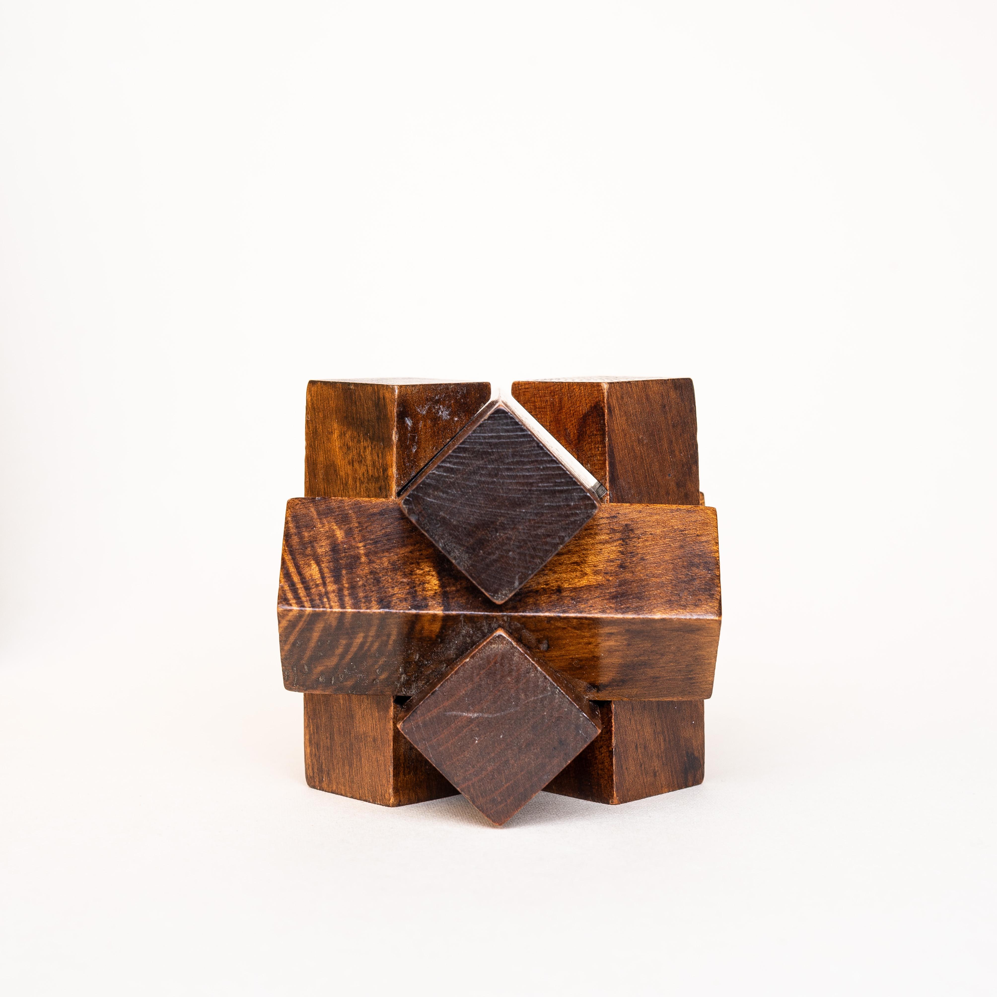 Escultura Abstracta Art Decó de Madera - Pisapapeles y Juego de Puzzle - Francia Años 40 siglo XX en venta