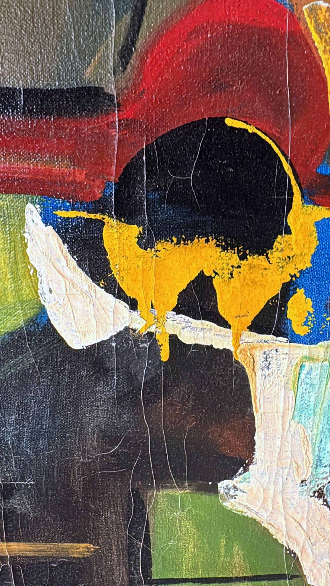 Peinture à l'huile sur toile, cadre en bois, art abstrait français  Nous vous invitons à en vente 2