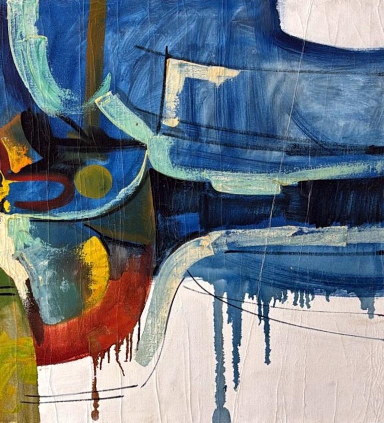 Peinture à l'huile sur toile, cadre en bois, art abstrait français  Nous vous invitons à en vente 4