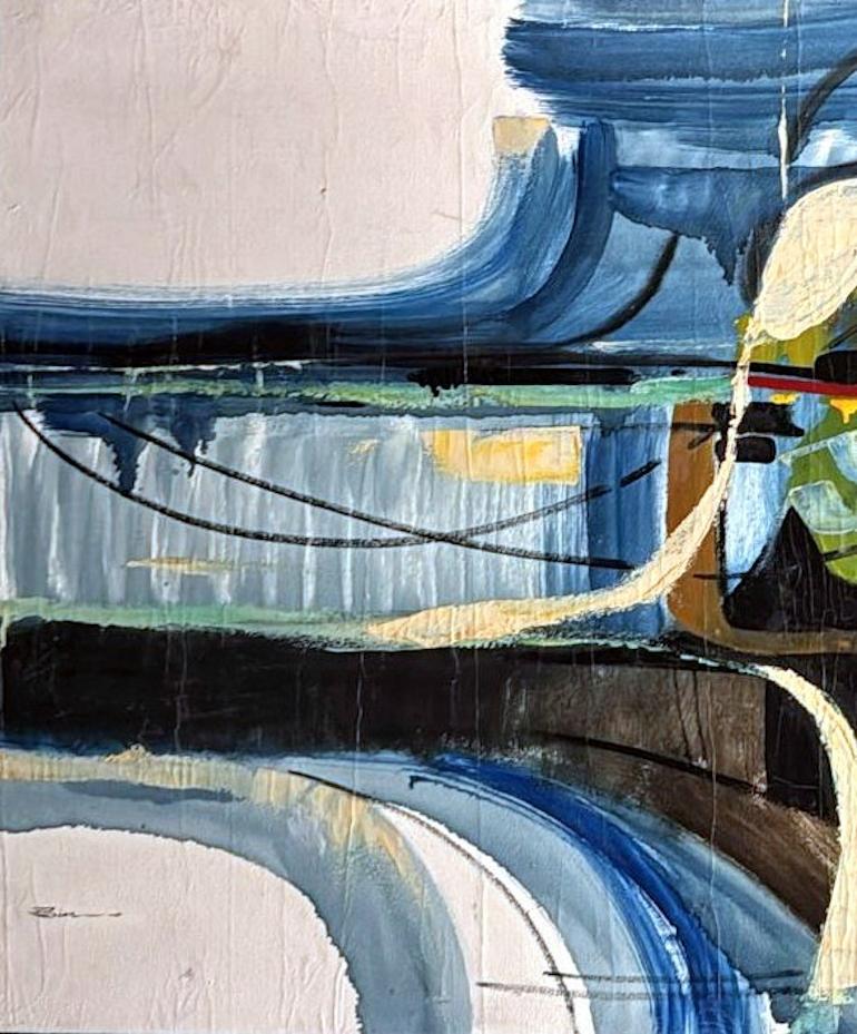 Peinture à l'huile sur toile, cadre en bois, art abstrait français  Nous vous invitons à en vente 5