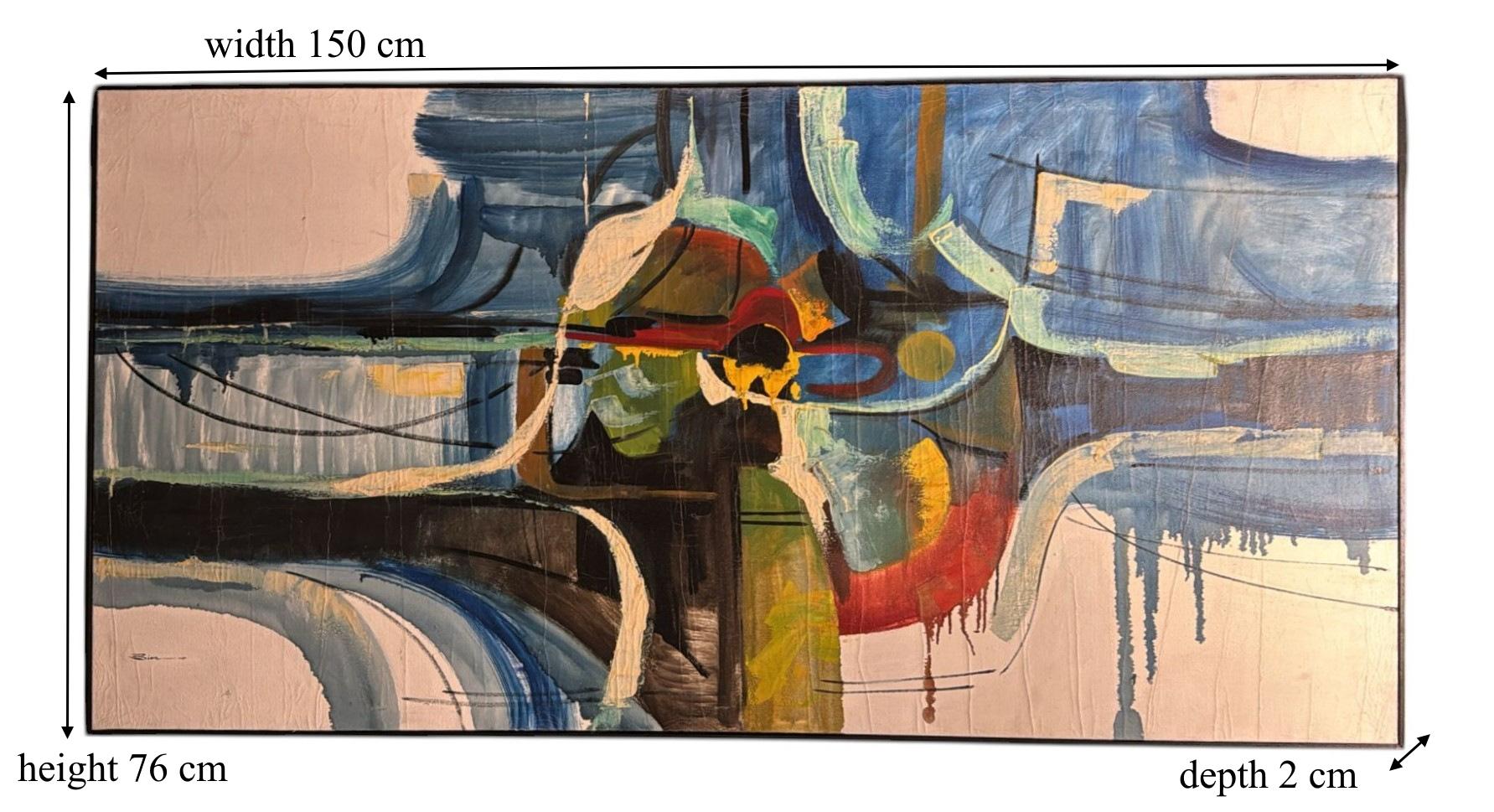 Peinture à l'huile sur toile, cadre en bois, art abstrait français  Nous vous invitons à en vente 11