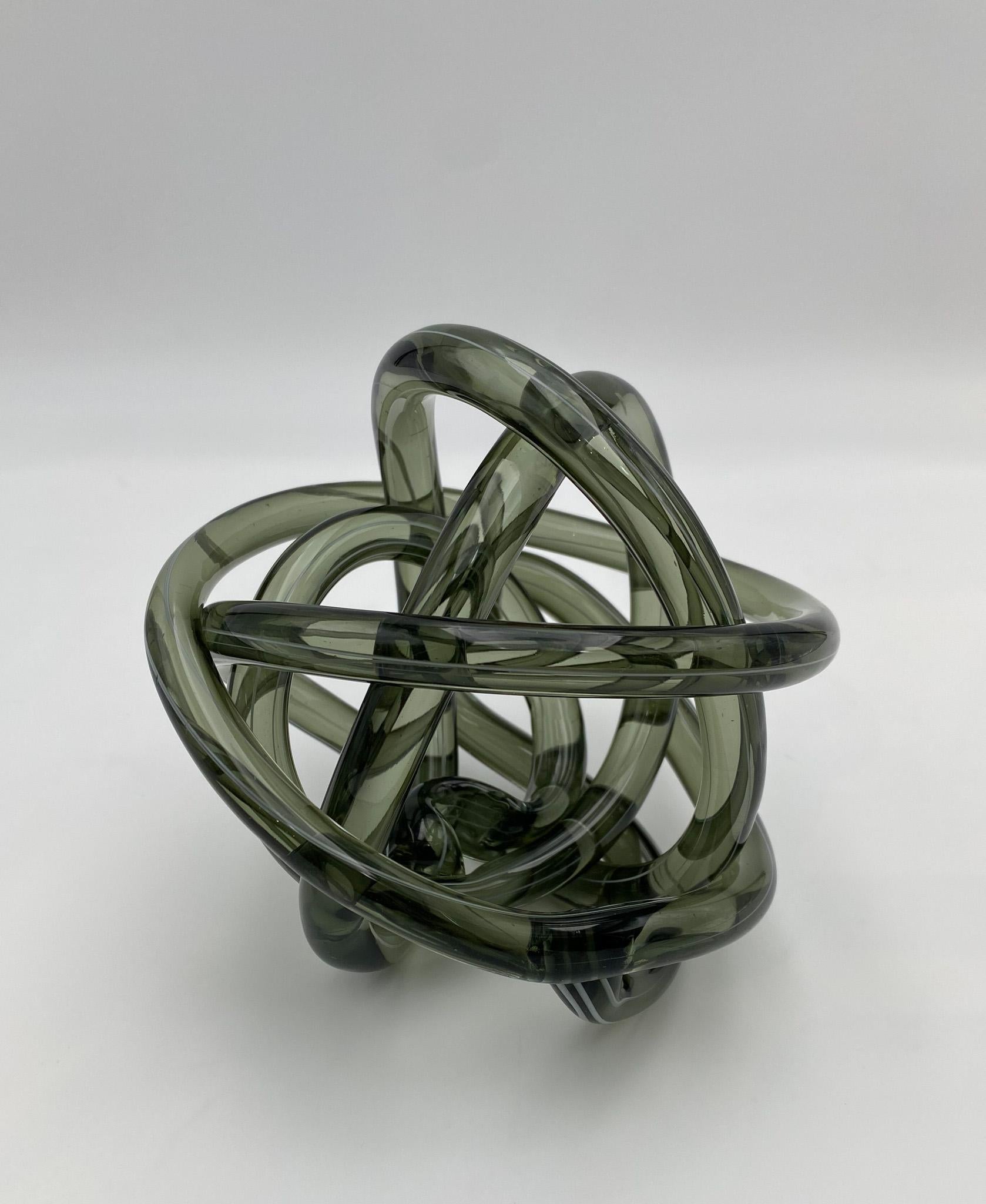 Abstract Glass Art Knot Sculpture, 1990's.   