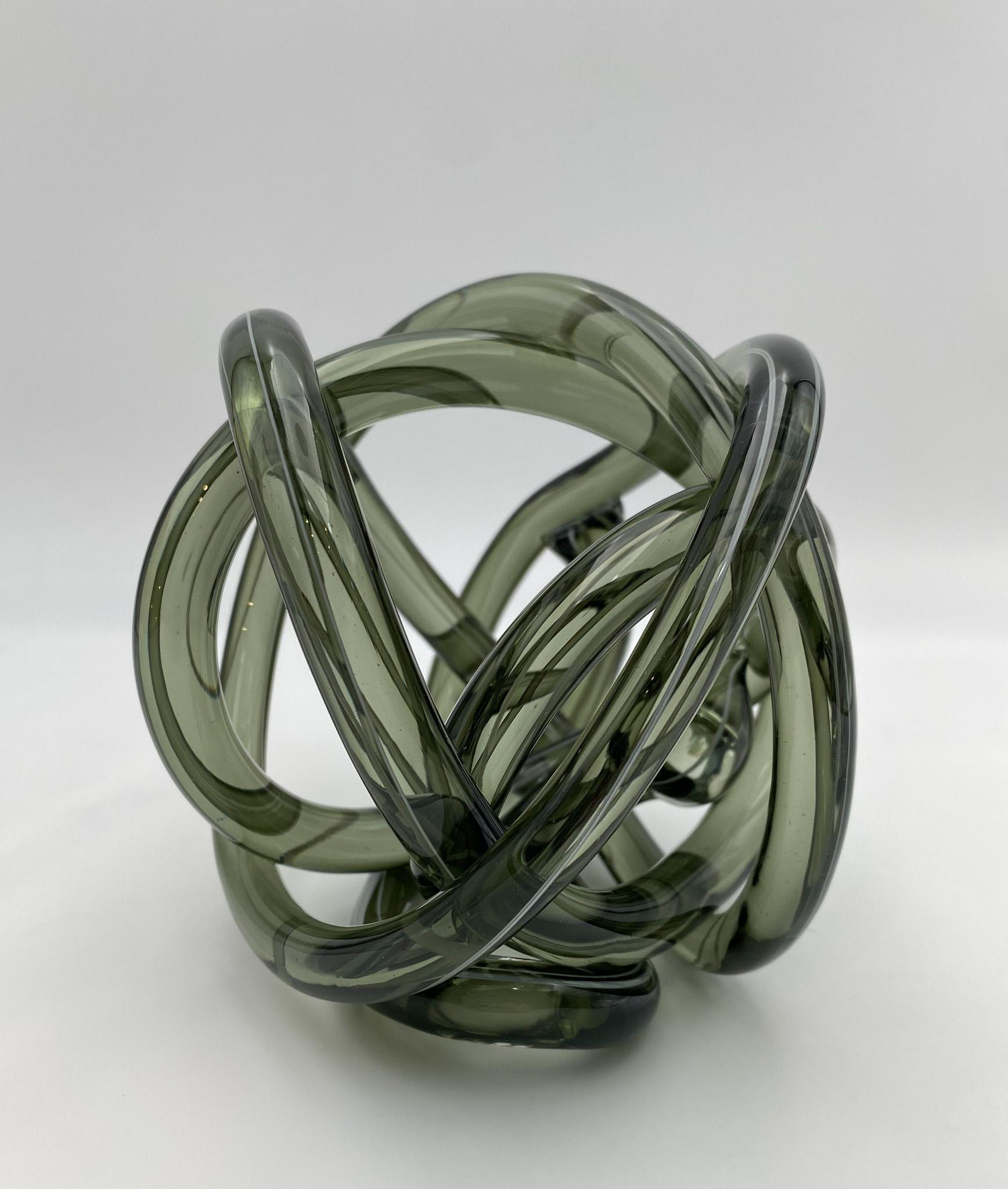 American Abstract Art Glass Knot Sculpture 
