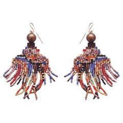 Abstract Art Inspired Seed Bead Chandelier earrings