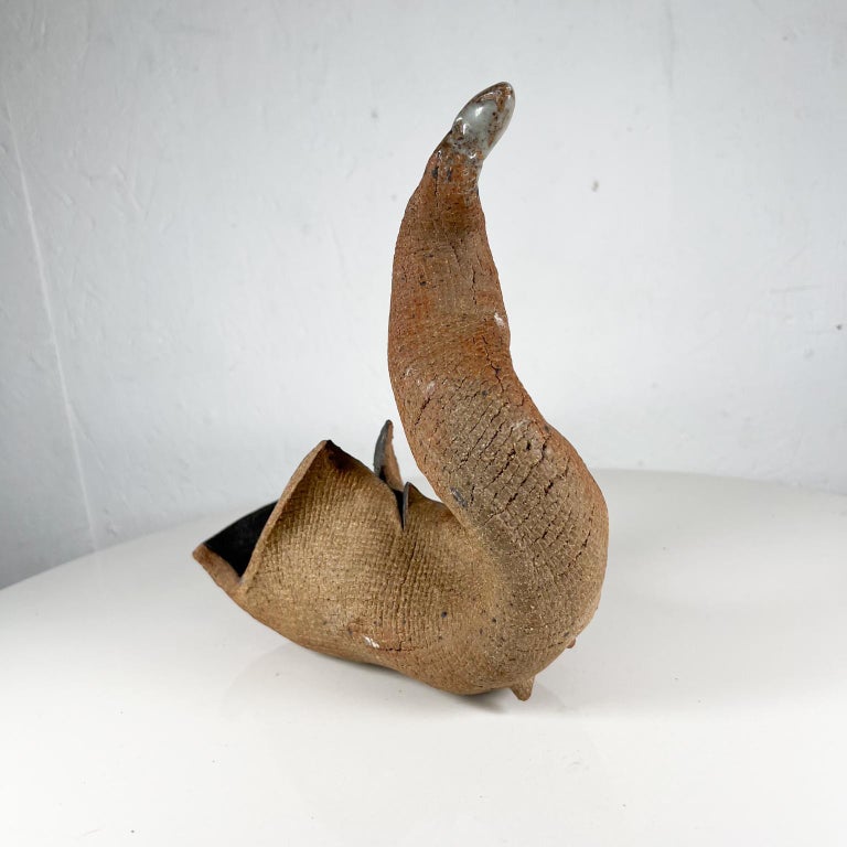 Abstract Art Modern Pottery Textured Horn Sculpture For Sale at 1stDibs
