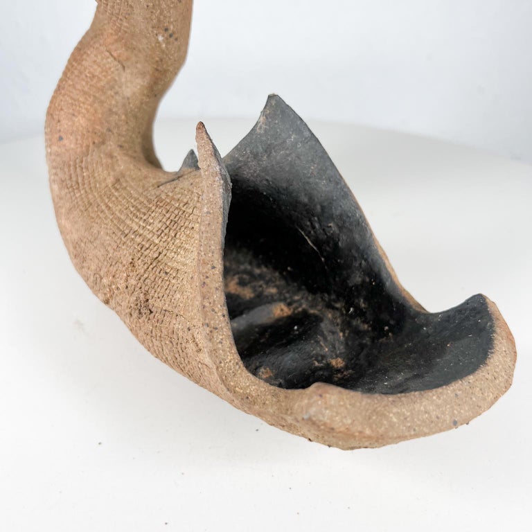 Abstract Art Modern Pottery Textured Horn Sculpture For Sale at 1stDibs