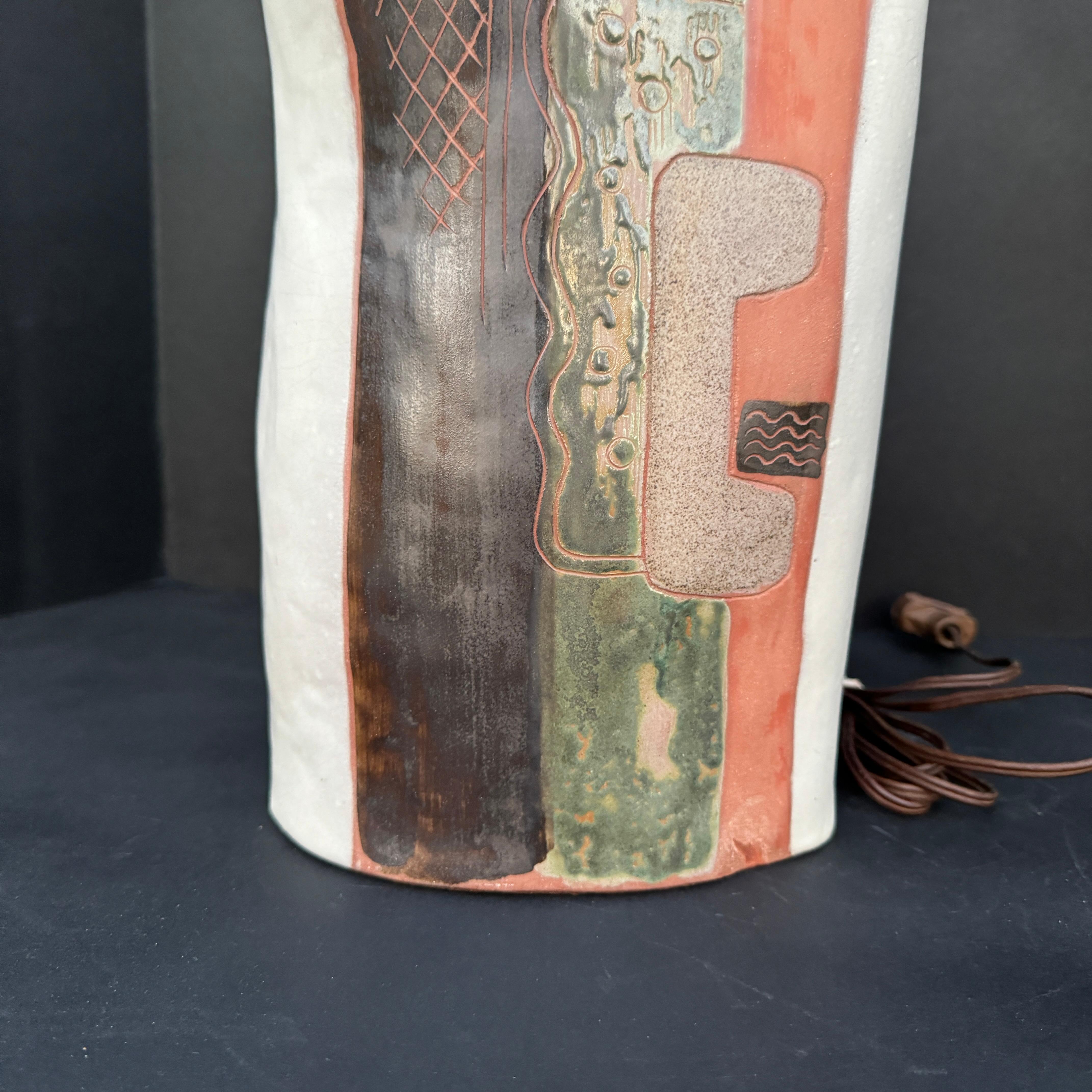 American Abstract Art Pottery Table Lamp by Marianna von Alllesch
