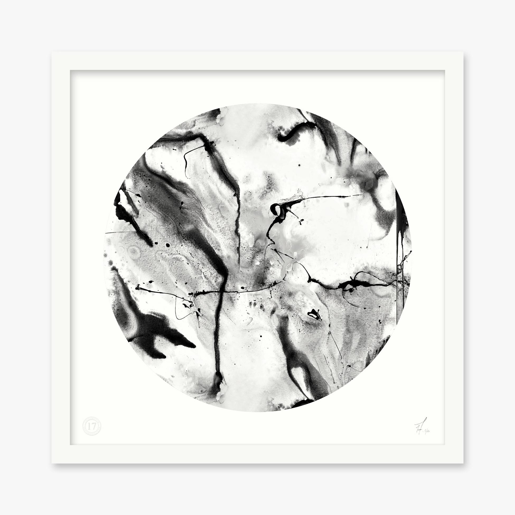 Modern Abstract Art Print by 17 Patterns, Whirling Dervish Circle White For Sale