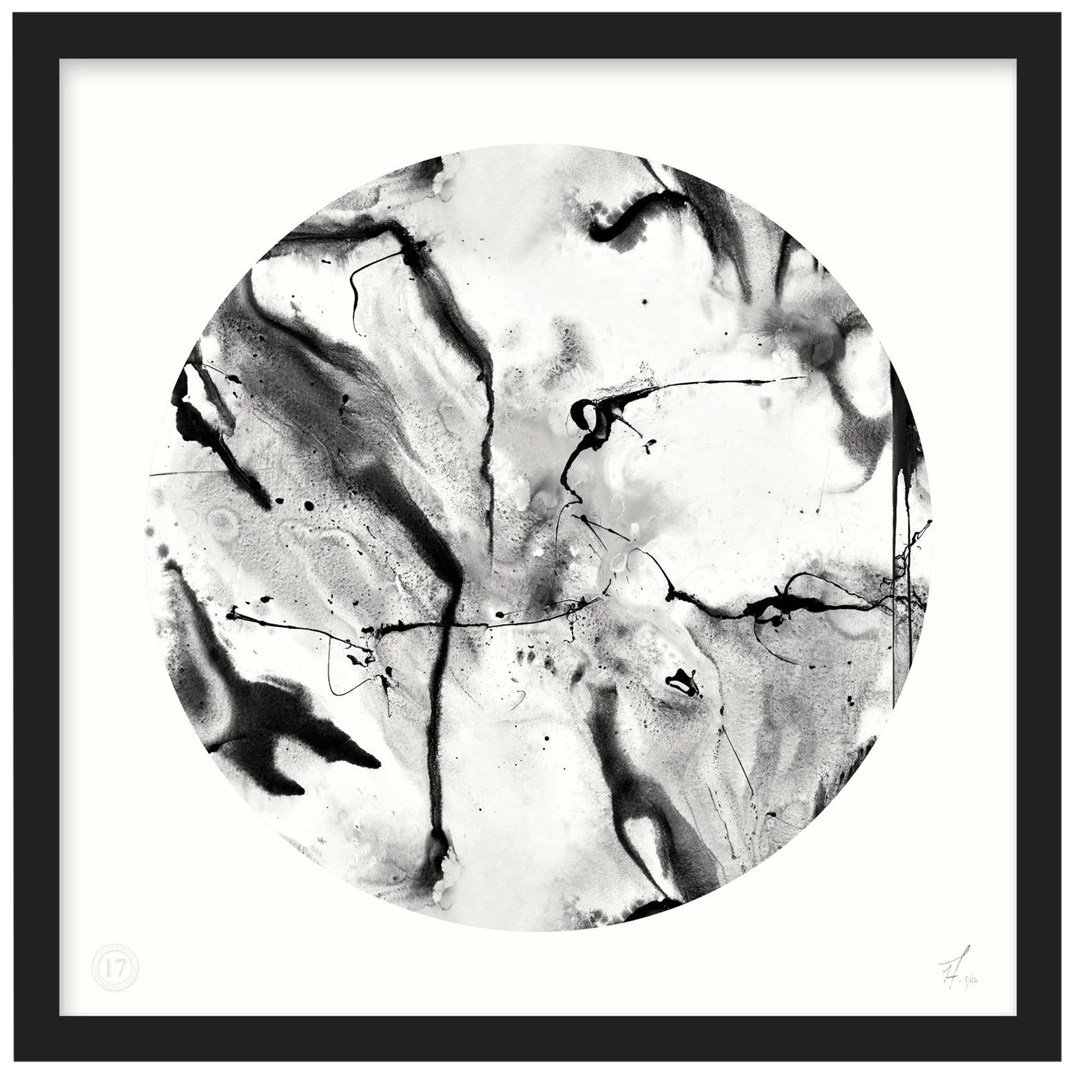 Abstract Art Print by 17 Patterns, Whirling Dervish Circle White For Sale