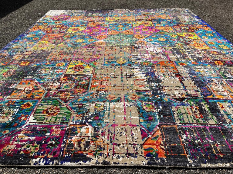 Jigsaw Abstract Block Pattern Rug Abstract Art Rug Star Geometric Energy For Sale at 1stDibs