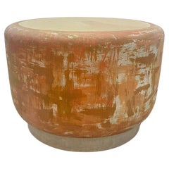 Abstract Artful Accent Table with Golden Mirror Top