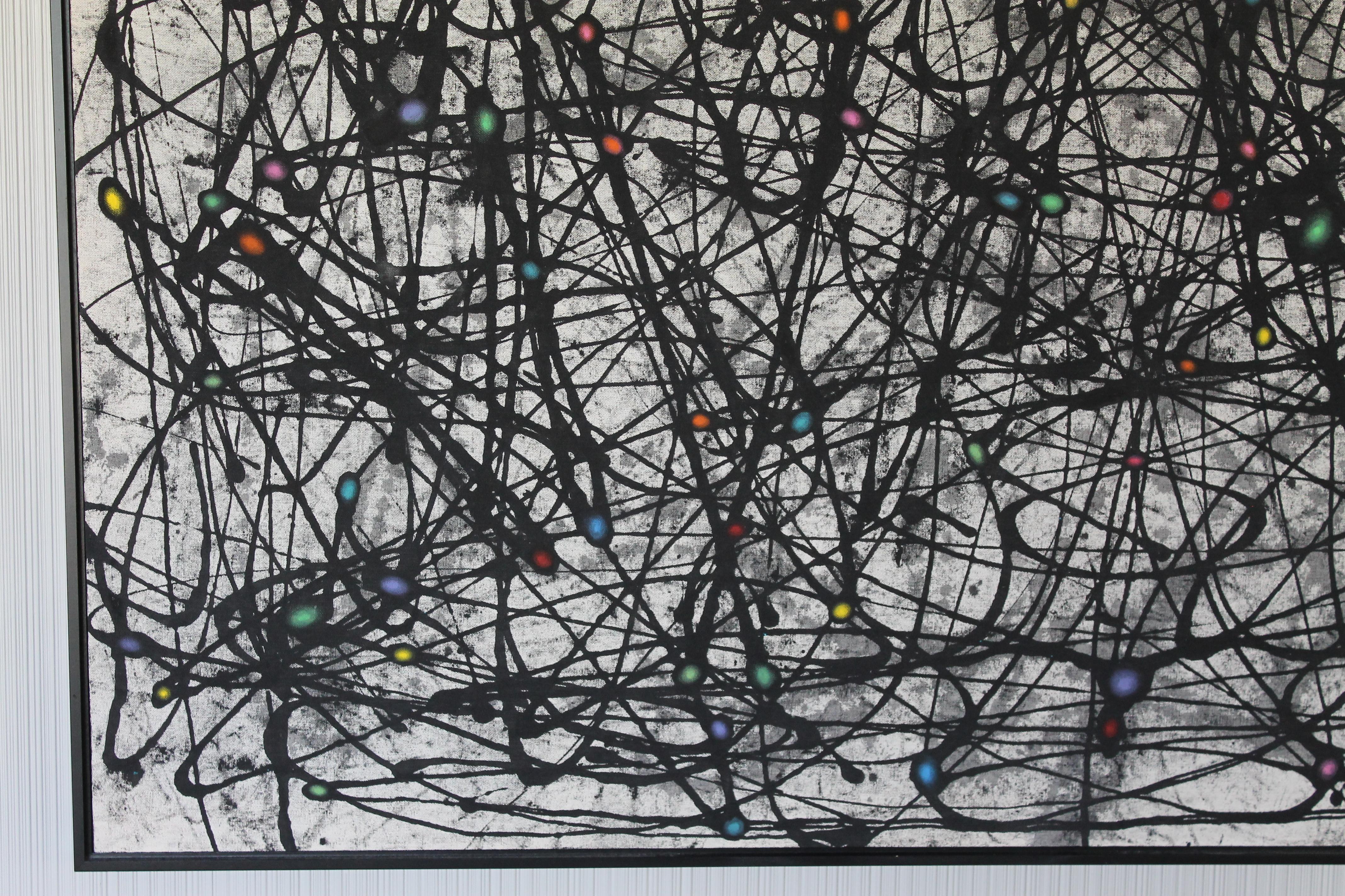 Abstract Atomic Drizzle Painting In Good Condition In Palm Springs, CA