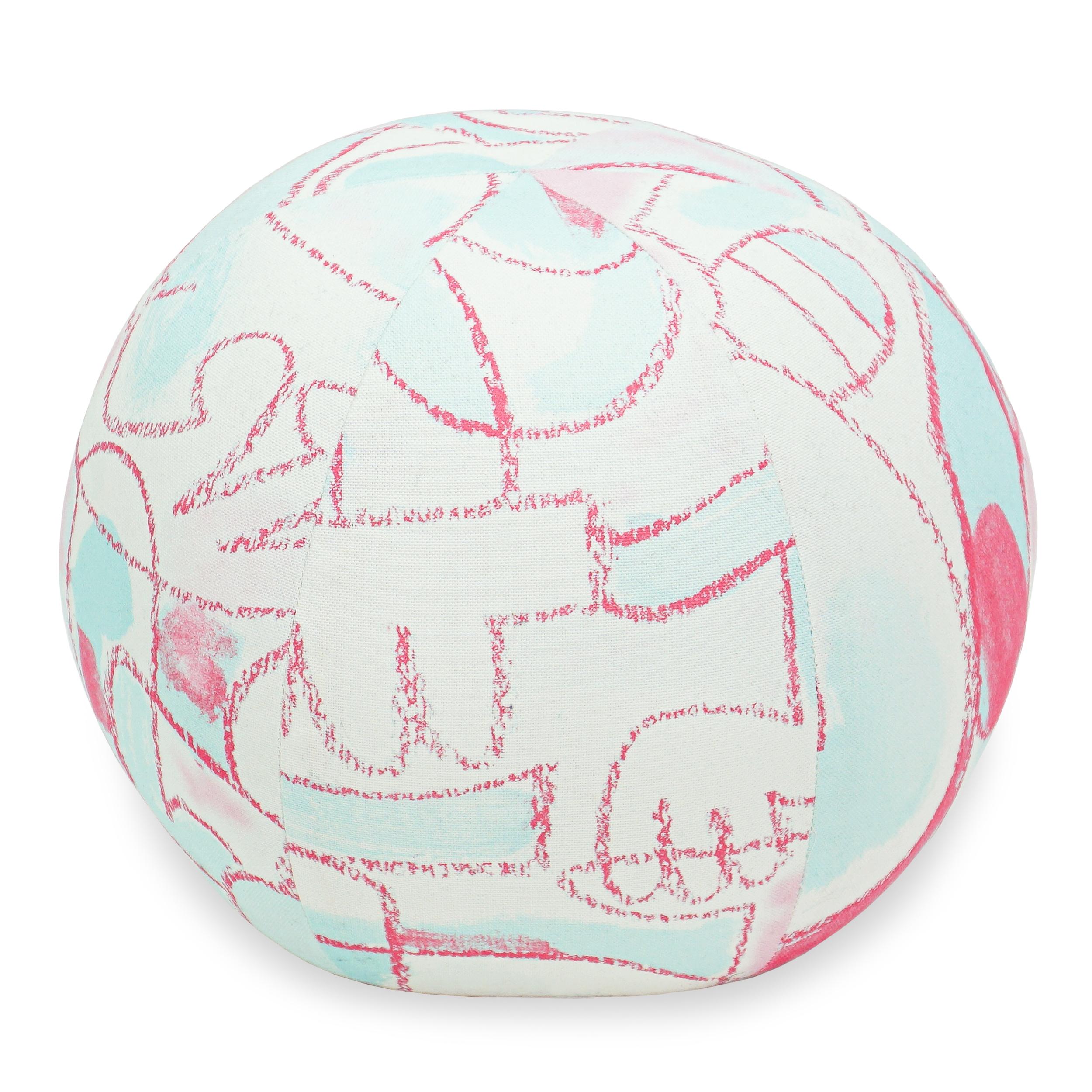 Modern Abstract Baby Blue and Baby Pink Ball Pillow For Sale