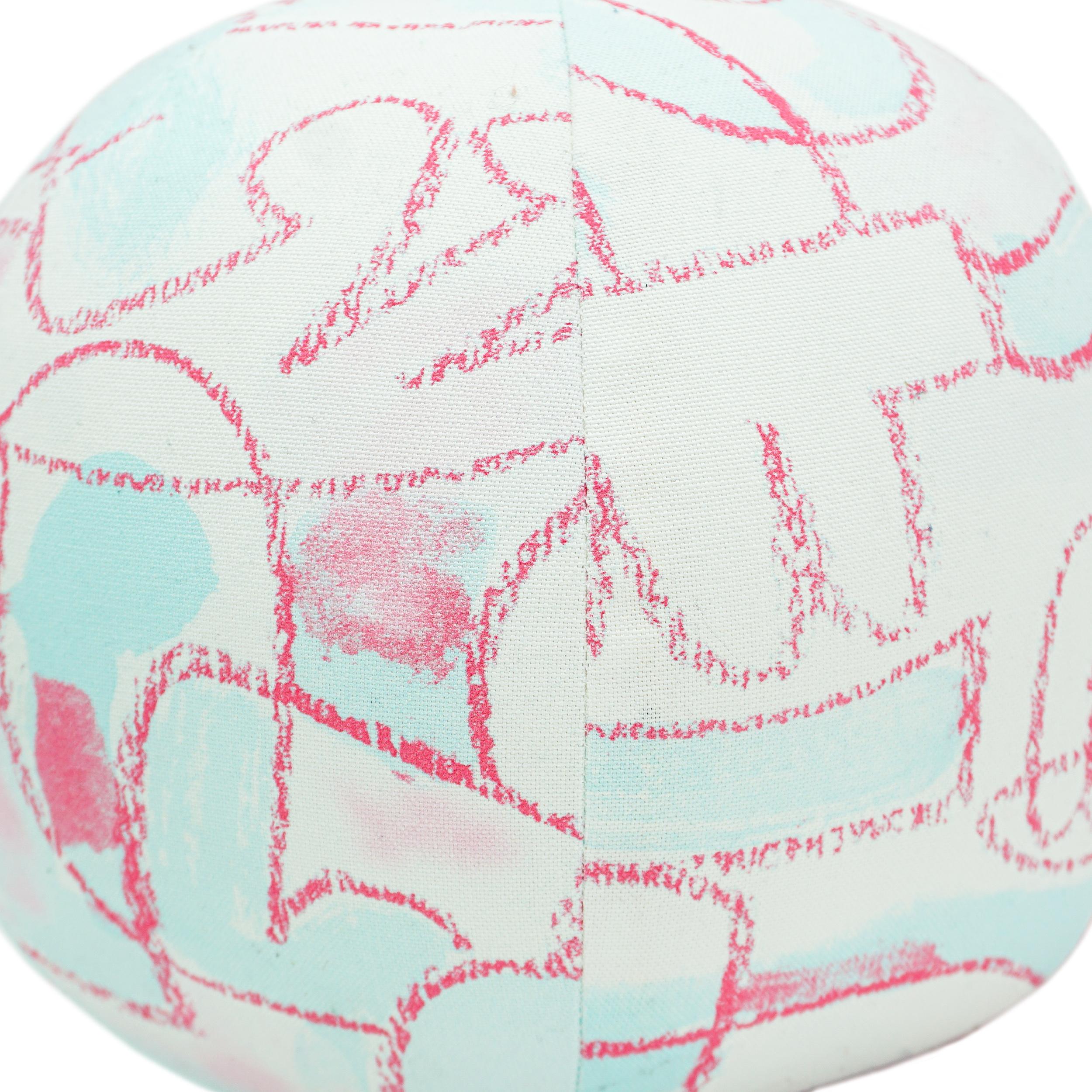 Contemporary Abstract Baby Blue and Baby Pink Ball Pillow For Sale