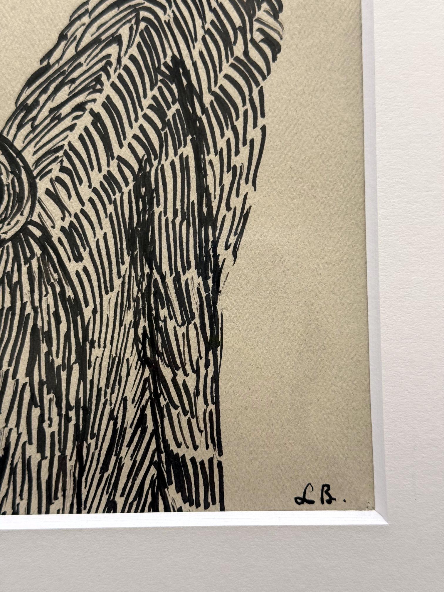 Carta Disegno astratto a penna a sfera firmato Louise Bourgeois in vendita