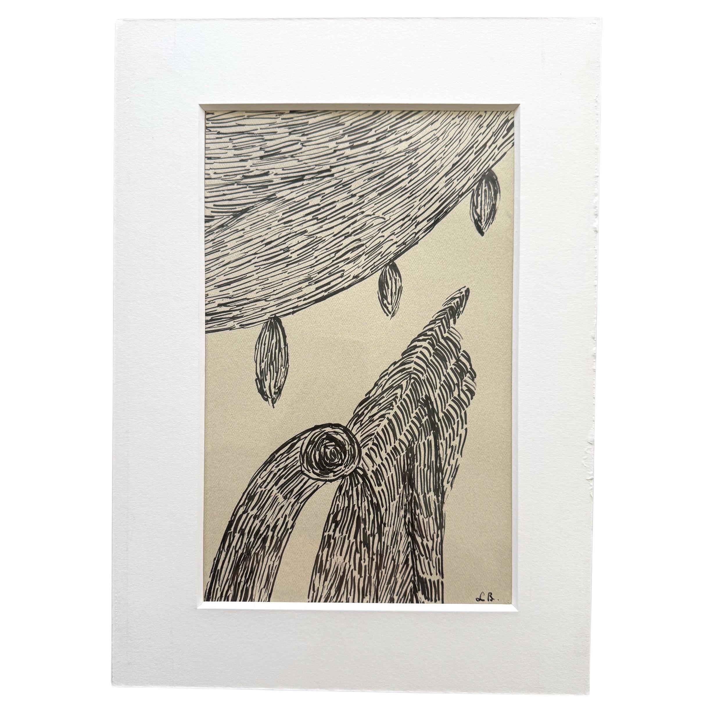Disegno astratto a penna a sfera firmato Louise Bourgeois in vendita