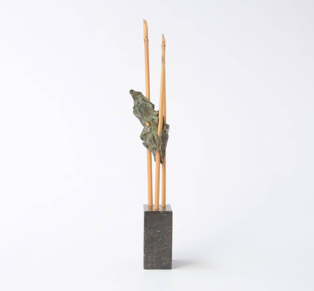 Moderne Sculpture abstraite en bambou et laiton en vente