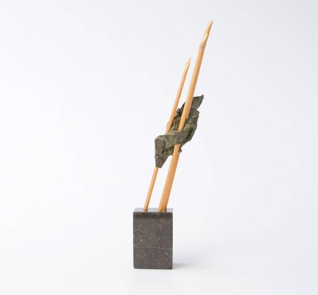 Skulptur aus Bambus und Messing, Abstrakt im Zustand „Hervorragend“ im Angebot in Vlimmeren, BE