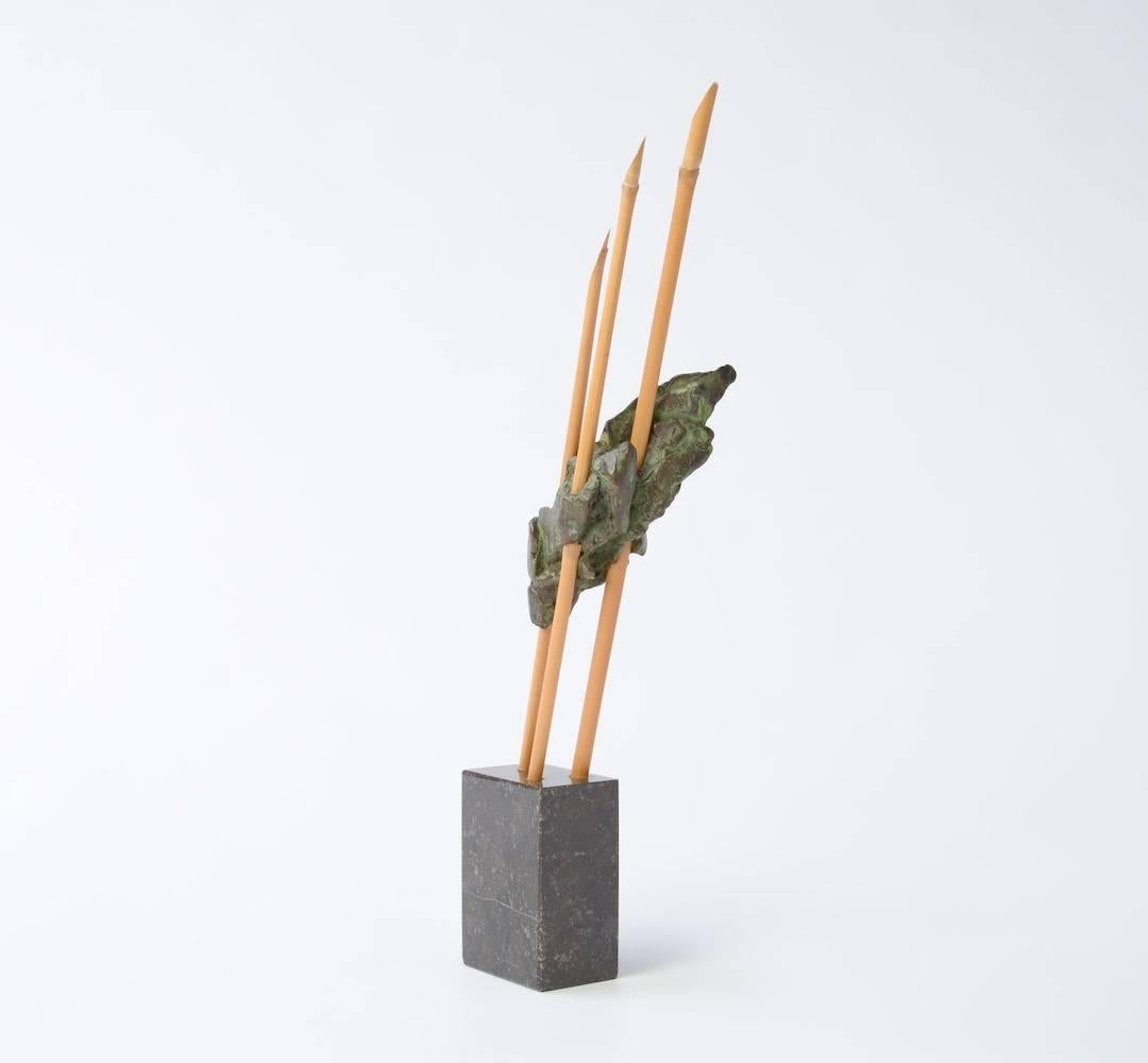 Fin du 20e siècle Sculpture abstraite en bambou et laiton en vente