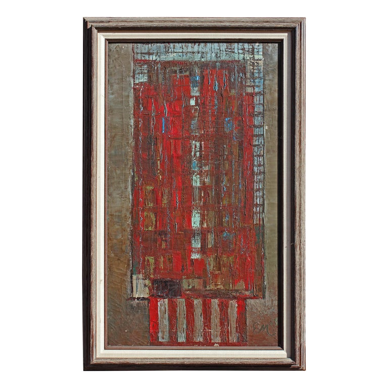 Abstract Bauhaus Style Building Oil Painting For Sale at 1stDibs