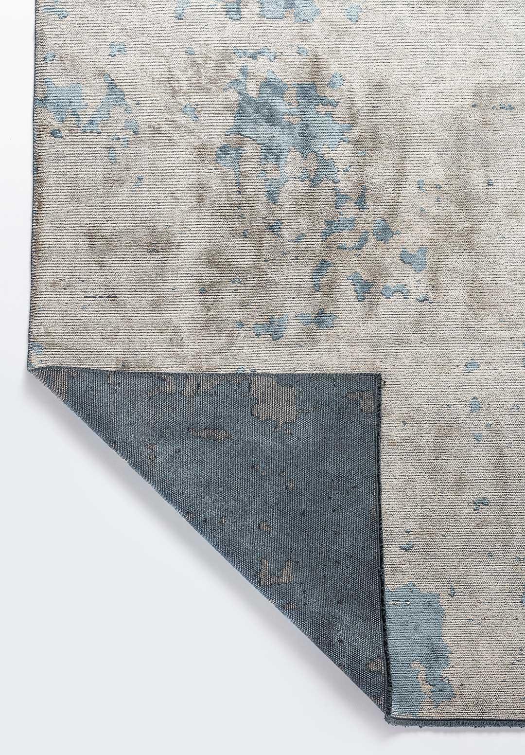 Fait à la machine Paire de tapis semi-pelucheux de luxe à motif abstrait dégradé beige, gris, gris clair et bleu clair en vente