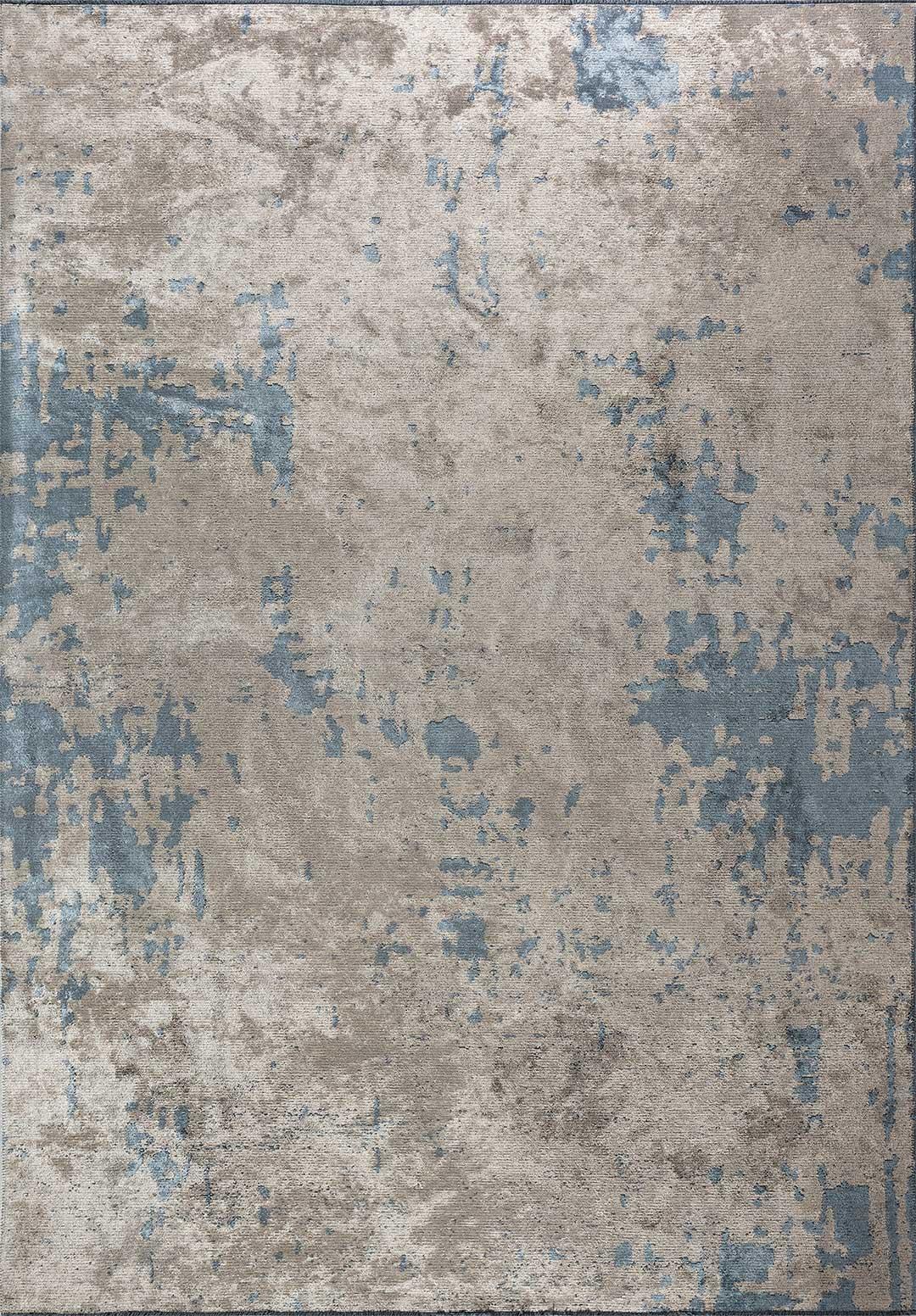 Contemporary Abstract Beige Gray Light Blue Fade Pattern Luxury Soft Semi-Plush Rug Pair For Sale