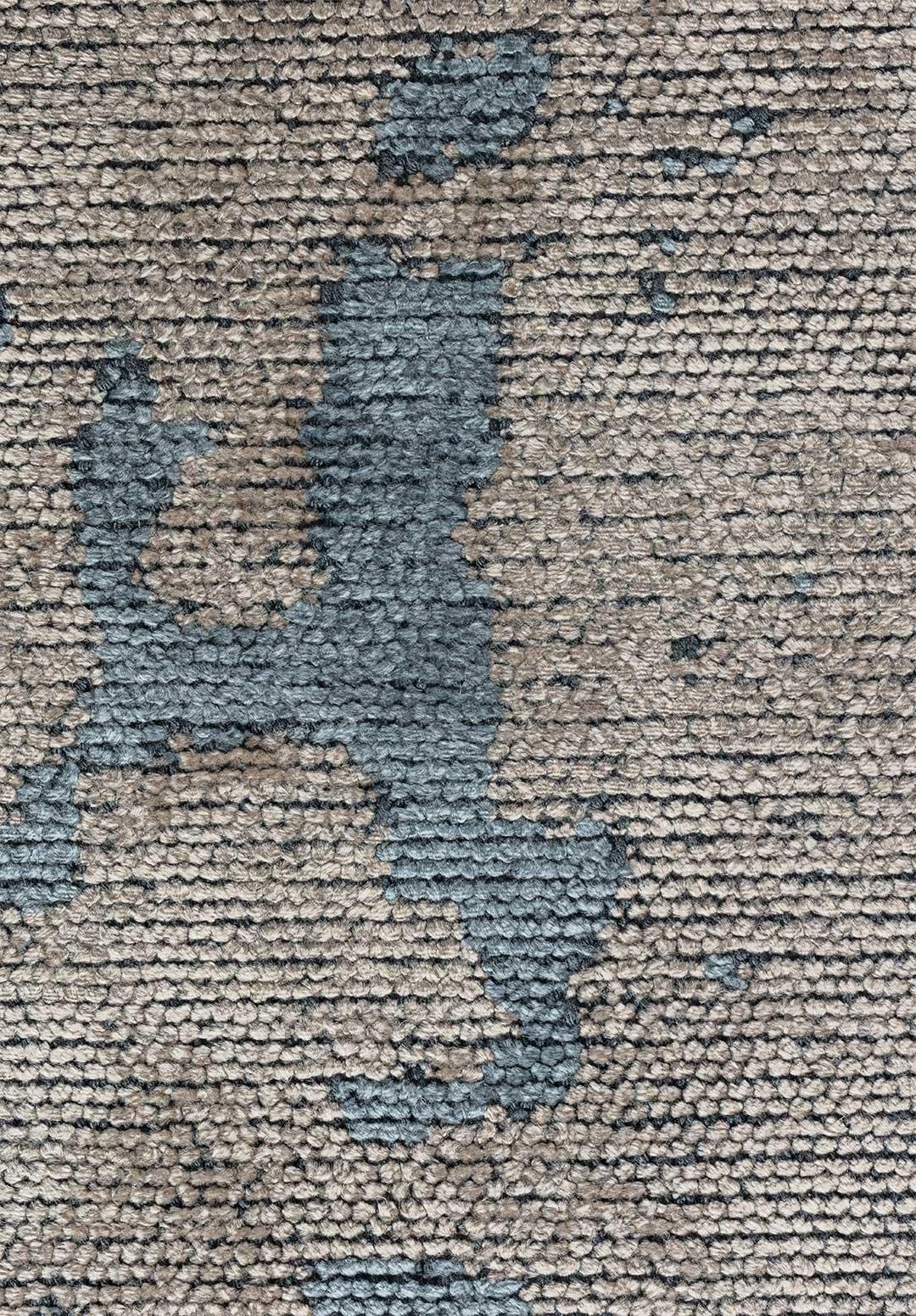 Coton Paire de tapis semi-pelucheux de luxe à motif abstrait dégradé beige, gris, gris clair et bleu clair en vente