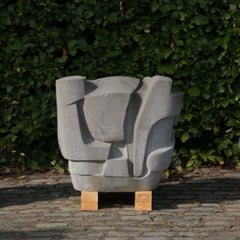 Scultura astratta in pietra blu belga di Jan Keustermans