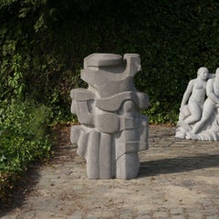 Scultura astratta in pietra blu belga di Jan Keustermans