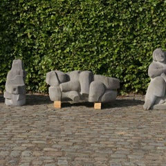 Scultura astratta in pietra blu belga di Jan Keustermans