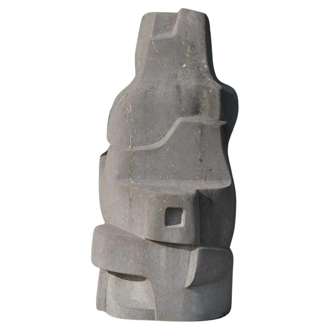 Abstract Belgian Blue Stone Sculpture by Jan Keustermans
