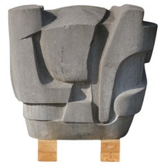 Scultura astratta in pietra blu belga di Jan Keustermans