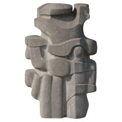 Scultura astratta in pietra blu belga di Jan Keustermans