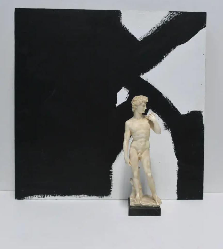 Abstraktes Schwarz-Weiß-Kunstwerk-Gemälde (amerikanisch) im Angebot
